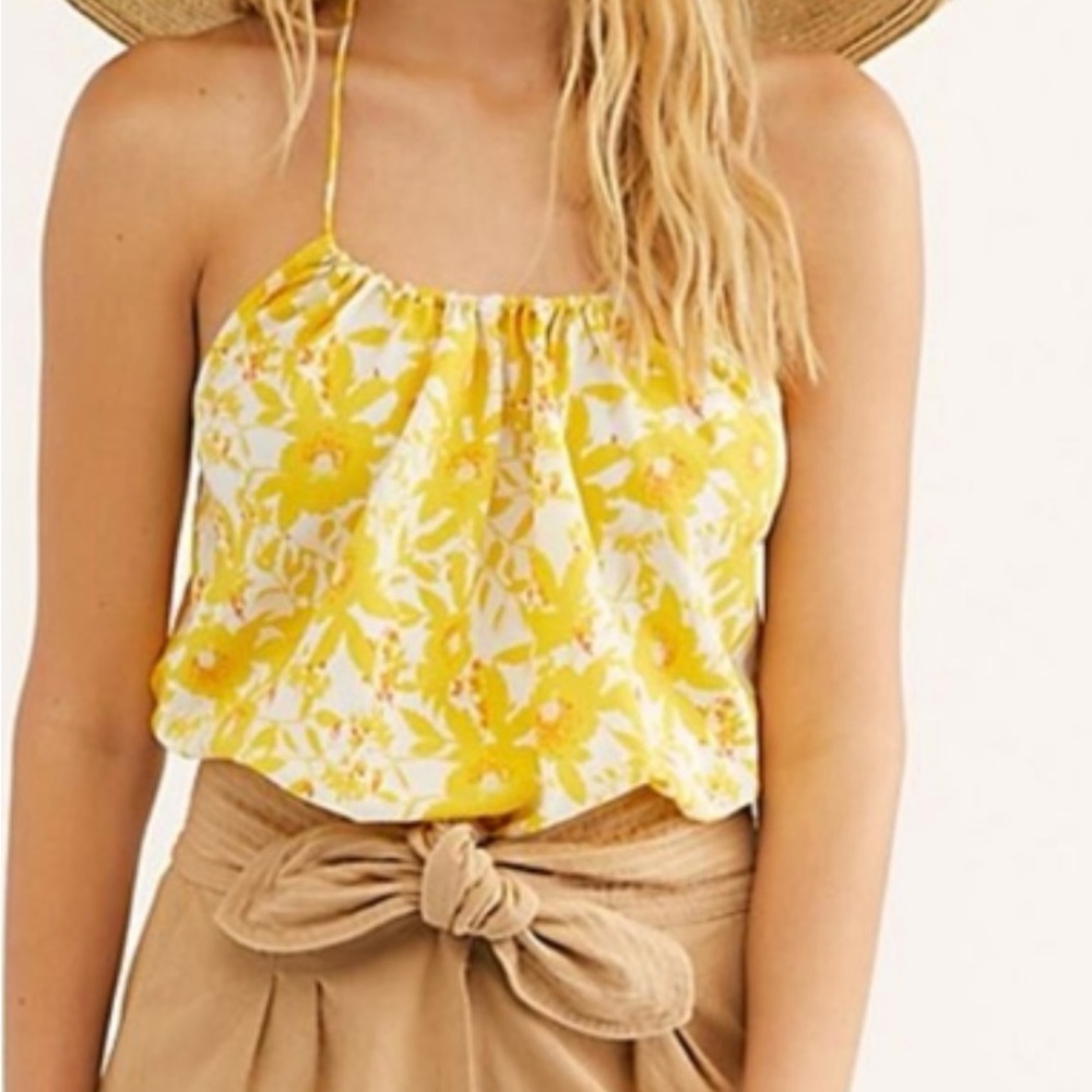 Free people Floral Yellow Halter Top